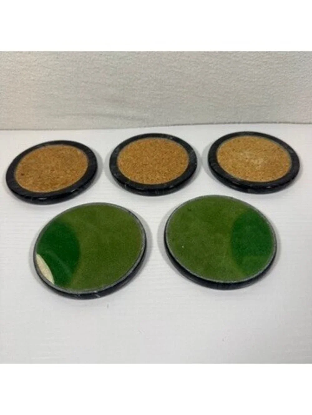 Cork and Marble Coasters Set of 5 Vintage Felt Bottom